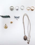 9ct gold signet ring incised with Maltese cross, another 9ct gold Maltese cross ring, a silver