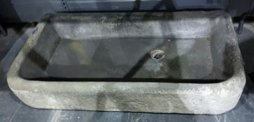 Large antique stone trough 113 x 57 cms approx