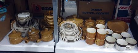 Langley pottery part dinner service and Langley pottery tureens, Hornsea 'Saffron' pattern dinner