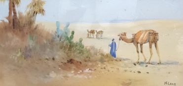 H Long (20th century)  Pair watercolours  Egyptian