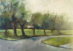 Arne Vallat (1912-1993)  Oil on board Tree lined path, 27cm x 37cm  Barry Hudson Oil on card 