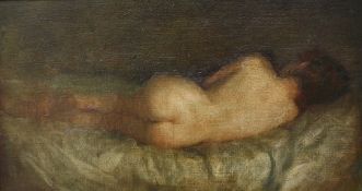 Early 20th century school  Oil on board  Reclining