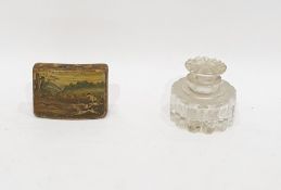 19th century painted wooden snuff box, rectangular