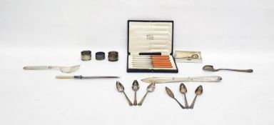 Set of six silver coffee spoons with silver hallmarks for six different assay offices, cased, silver