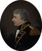 19th century English school Pair oils on canvas  Half-length portraits of lady and gentleman,