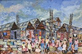 J N Bapgis(?)  Oil on canvas  Caribbean scene with