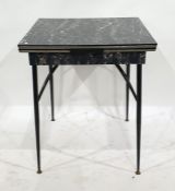 1950's faux-marble extending rectangular dining table on shaped metal legs, 117.5cm x 78cm
