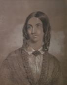 Unattributed Two charcoal and pastel drawings Head and shoulders portrait of a young woman, Jane