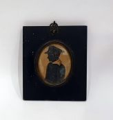 Regency miniature silhouette of a boy in cap, oval, in ebonised frame, a small quantity of sundry