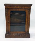 19th century walnut credenza with foliate inlaid motif to the frieze, above single glazed door