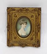 Early 19th century portrait oval miniature on ivor