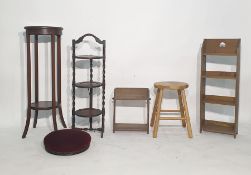 Three-tier oak revolving cakestand, two open oak b