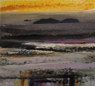 B B(?) Watercolour  Dusk Isles of Scilly, signed and labelled indistinctly verso, 21cm x 23cm