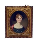 19th century English school Miniature oval portrait on ivory Elizabeth Reynolds, wife of Sir