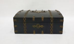Victorian ebonised sewing box of domed rectangular