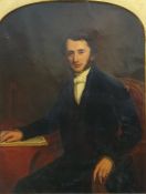 19th century English school Oil on canvas Three-quarter length portrait of seated gentleman, William