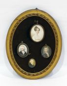 Four portrait oval miniatures framed as one of dif