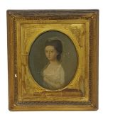 Late 18th century Oil on canvas Portrait of Miss Anne Walker, in oval frame, signed, bearing
