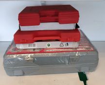 12 piece pipe fitting set, Weller soldiering iron and three other boxed socket screwdriver sets