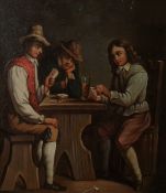 In the manner of David Teniers (19th century) Pair oils  Figures in courtyard and figures playing