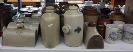 Quantity of stoneware footwarmers, one marked Mence Smith, another Doulton Company Lambeth Limited