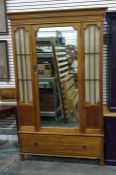 Early 20th century walnut single mirrored door war