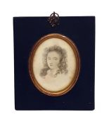 19th century oval miniature portrait Watercolour on paper Julia Reynolds, daughter of Rear Admiral