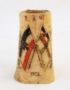 WWI German trench art carved from a bone, named and dated 1915