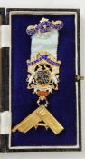 Galway Lodge silver gilt and enamel medal with protractor pendant, the clasp embossed 'Vicesimus