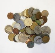 Assorted mixed GB and world coinage to include banknotes, etc