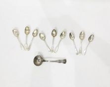 William IV Kings pattern silver sauce ladle by William Chawner 1833 and nine assorted Victorian