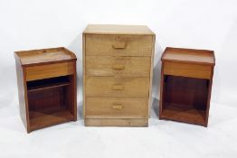 Two bedside cabinets and an oak chest of four drawers (3)