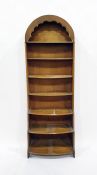 20th century arch-top waterfall bookcase in oak, 60cm x 173cm
