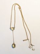 9ct gold chain necklace, fine curb link pattern, set two oval facet-cut citrines