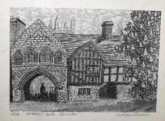 Various framed prints, a small mirror in a renaissance style gilt glass frame, framed map of