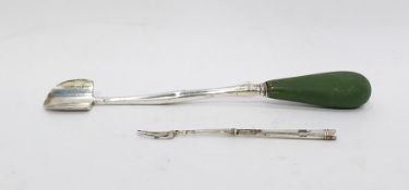 George III silver stilton scoop, maker's mark obscured, London 1802, of plain form with stained