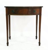 20th century mahogany bowfront single drawer side table, 76cm x 84cm