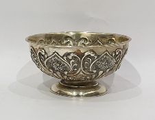 Victorian silver bowl circular with scroll and flo