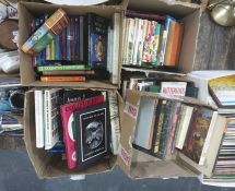 Five boxes of assorted books including Charles Addams 'Black Maria' published Hamish Hamilton,