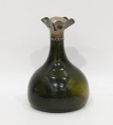 Victorian silver-mounted decanter by Thomas Smily, London 1885, with bulbous green glass body and