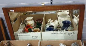 Large rectangular bevelled edged mirror framed in oak