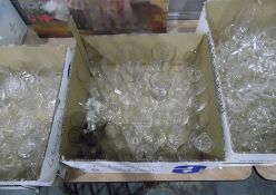 Large collection of glassware including wines, tumblers, sherries, champagne bowls, etc (3 boxes)