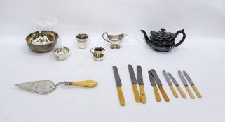 Victorian silver plated presentation trowel with turned ivory handle, the presentation