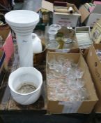 Quantity of assorted glassware including cocktail glasses, ice bucket, vases, claret jug with