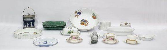 Copeland biscuit barrel with silver plated mounts, of cylindrical form, 12.5cm diameter, a