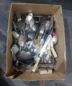 Quantity of silver plated and other cutlery including two large ladles etc