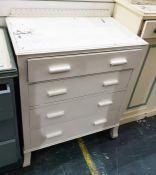 White painted chest of four long drawers, 72cm x 88cm
