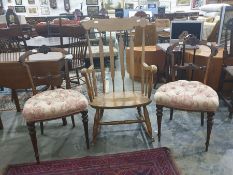 Pair of 19th century walnut framed side chairs, together with a 20th century rocking chair (3)