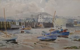 Edward H Simpson (1901-1989) Watercolour Harbour scene, signed lower left, 32.5cm x 52.5cm  Print