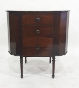 Mahogany sewing table with assorted drawers and compartments and contents of assorted sewing related